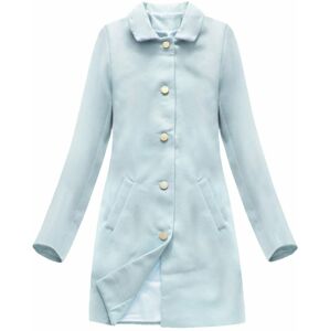 Světle modrý jednoduchý kabát s knoflíky (22241) Modrý S (36)