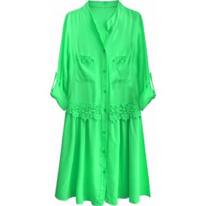Bavlněné dámské košilové šaty v limetkové barvě (307ART) limetková ONE SIZE