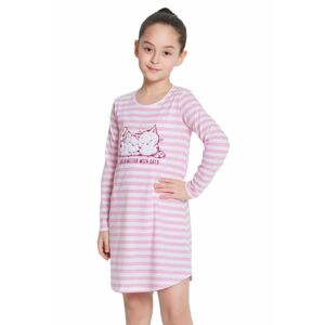 Dívčí noční košile Kitty růžová s pruhy  164