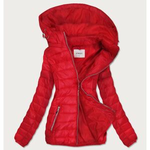 Červená prošívaná dámská bunda s odepínací kapucí (B0106) červená XL (42)