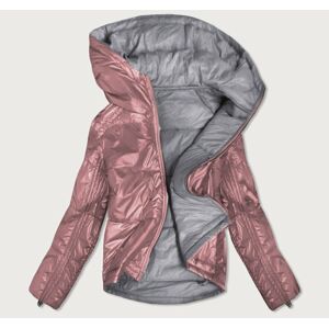 Oboustranná růžovo-šedá lesklá dámská bunda (B9553) růžová M (38)