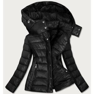Černá dámská prošívaná bunda s kapucí, kterou je možné odepnout (7560) Černá XXL (44)
