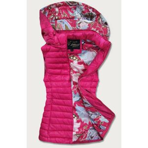 Růžová prošívaná dámská vesta s kapucí (7003) růžová XXL (44)