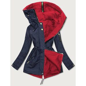 Oboustranná pruhovaná tmavě modro-červená bunda s kapucí (W659BIG) červená 46
