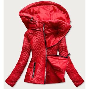 Krátká červená dámská prošívaná bunda s kapucí (B9566) červená XXL (44)