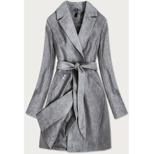Šedý dámský kabát s drobným károvaným vzorem (2706) Šedá XXL (44)