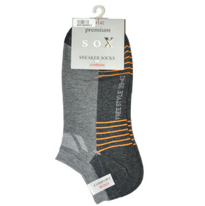 Vzorované pánské kotníkové ponožky WiK 16440 tmavě šedá 43-46