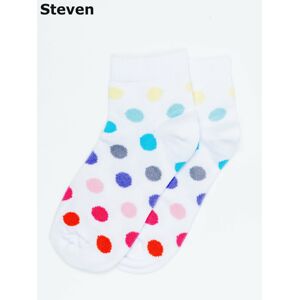 Bílé dětské ponožky s barevnými tečkami STEVEN 29-31
