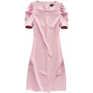 Jednoduché šaty v pudrově růžové barvě s nadýchanými rukávy (84ART) růžová M (38)