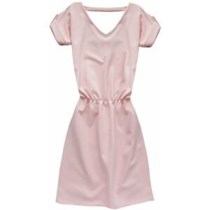 Šaty v pudrově růžové barvě s výstřihem na zádech (90ART) růžová L (40)