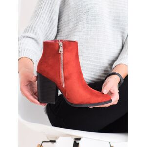 Designové dámské oranžové  kotníčkové boty na širokém podpatku 41