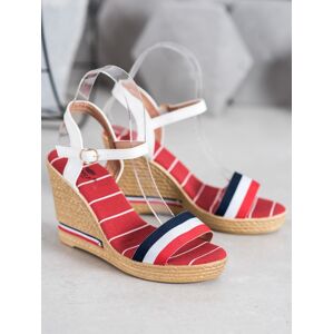 Designové dámské vícebarevné  sandály na klínku 36