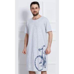 Pánská noční košile s krátkým rukávem Bicykl tmavě šedá 4XL