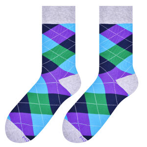 Pánské ponožky MORE 051 šedá/barevné čtverce 43/46