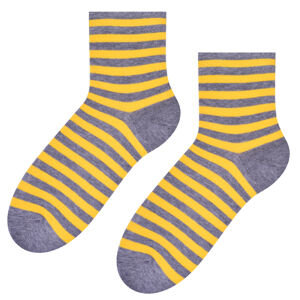 Dámské pruhované ponožky 037 šedo-žlutá 35-37