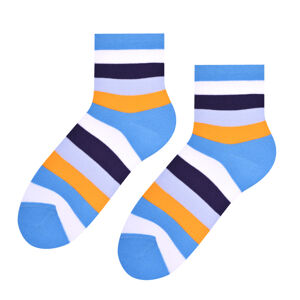 Dámské pruhované ponožky 037 modrá/oranžová 35-37