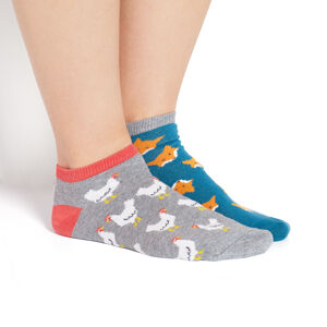 Nepárové ponožky SOXO GOOD STUFF - Lišky a slepice tmavě modrá/šedá/oranžová 40-45