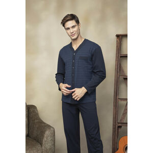 Pánské rozepínané pyžamo 7109 tmavě modrá XL