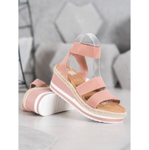 Trendy dámské růžové  sandály na klínku 40