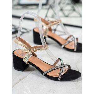 Trendy dámské  sandály zlaté na širokém podpatku 40