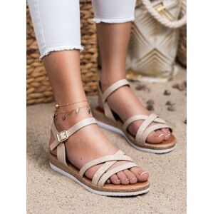 Trendy hnědé dámské  sandály bez podpatku 39